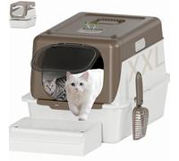 Trivico Litière pour chat en acier inoxydable avec couvercle - Grande litière couverte de 40 L avec porte magnétique, design anti-éclaboussures, filtre à charbon de contrôle des odeurs, facile à