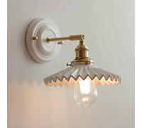 TRIVIDHA Applique Murale En Céramique Blanche Applique Murale Moderne À Angle Réglable Base En Laiton Applique Murale Éclairage Chambre Éclairage Mural Câblé Pour Salon Couloir Escaliers Café Salle Ba