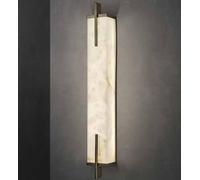 TRIVIDHA Applique Murale en Marbre Moderne avec Base Noire Applique Murale Carrée en Albâtre avec Tube Long Linéaire Noir Éclairage Mural en Marbre Éclairage Mural Antirouille en Laiton pour Salon