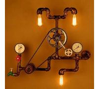TRIVIDHA Applique Murale Industrielle À 3 Têtes E26 Rétro en Métal, Éclairage Mural Steampunk, Éclairage Rustique, Lampe Murale pour Restaurant, Cuisine, Café, Salon, Club-House
