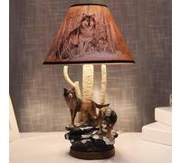 TRIVIDHA Lampe De Bureau Moderne Avec Décor Animalier Lampe De Table Loup En Résine Pour Chambre D'enfant Rétro Créatif E26 Éclairage De Table Éclairage De Bureau Pour Salon Chambre Étude Salle À Mang