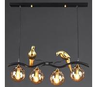TRIVIDHA Lustre À Bulles À 4 Lumières, Lustre en Forme De Globe en Verre du Milieu du Siècle, Design Créatif D'oiseau, Lustre Linéaire, Suspension Moderne pour Salon, Cuisine, Îlot De Salle À Manger