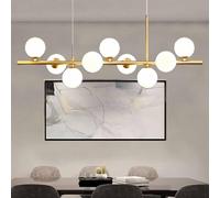 TRIVIDHA Lustre Moderne en Forme De Globes en Verre du Milieu du Siècle, Plafonnier Doré Suspendu en Métal, Abat-Jour en Forme De Globe, Hauteur Réglable, pour Cuisine, Îlot, Salon