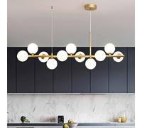 TRIVIDHA Lustre Moderne en Forme De Globes en Verre du Milieu du Siècle, Plafonnier Doré Suspendu en Métal, Abat-Jour en Forme De Globe, Hauteur Réglable, pour Cuisine, Îlot, Salon