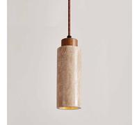 TRIVIDHA Suspension Moderne À Long Tube avec Pierre Lampe Suspendue Cylindrique Rustique en Pierre pour Îlot De Cuisine Lampe Suspendue À Hauteur Réglable avec Base en Bois pour Salle À Manger