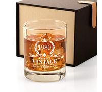 Triwol Verre à whisky vintage 1980 pour homme, cadeau d'anniversaire pour papa, fils, mari, frère, idée de cadeau amusante pour lui, décoration de fête d'anniversaire de 45 ans
