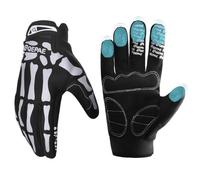 TRIWONDER Gants Squelette Réfléchissants Gants VTT Écran Tactile Antidérapant pour Homme Femme Moto Sport Cyclisme Halloween (Reflets Blancs, S)