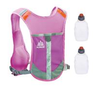 TRIWONDER Gilet de Course Réfléchissant Sac Trail Veste Running Sac à Dos Hydratation Léger pour Homme Femme Marathon Randonnée Vélo (Rose Rouge - avec 2 Bouteilles d'eau)