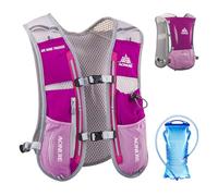 TRIWONDER Gilet Trail 5L Sac à Dos Hydratation Running pour Homme Femme Course à Pied Marathon Randonnée Cyclisme (Rose Rouge - avec Sac à Eau 1,5L)