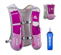 TRIWONDER Gilet Trail 5L Sac à Dos Hydratation Running pour Homme Femme Course à Pied Marathon Randonnée Cyclisme (Rose Rouge - avec bouteuille Souple 500ml)