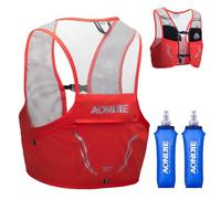TRIWONDER Gilet Trail Ultra Léger 2,5L Veste Running Sac Hydratation pour Homme Femme Marathon Randonnée (Rouge & Orange - avec 2 Bouteilles Souples 500 ML, M/L - 90-102 cm)