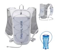 TRIWONDER Sac à Dos Hydratation 5L Gilet de Course à Pied Léger pour Randonnée Marathon Running Vélo Homme Femme (Gris avec Sac à Eau de 2L, Taille Unique)