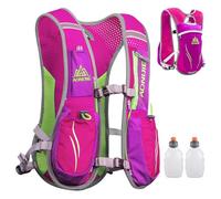 TRIWONDER Sac Trail 5,5L Gilet d'Hydratation Sac à Dos Hydratation Léger pour Marathon Randonnée VTT Course Running Homme Femme (Rose Rouge - avec 2 Bouteilles d'eau (250ml))