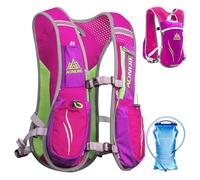 TRIWONDER Sac Trail 5,5L Gilet d'Hydratation Sac à Dos Hydratation Léger pour Marathon Randonnée VTT Course Running Homme Femme (Rose Rouge - avec Sac à Eau (1,5L))