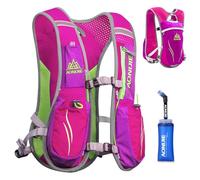 TRIWONDER Sac Trail 5,5L Gilet d'Hydratation Sac à Dos Hydratation Léger pour Marathon Randonnée VTT Course Running Homme Femme (Rose Rouge - avec Bouteille d'eau Souple (350ml))