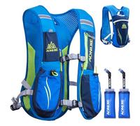 TRIWONDER Sac Trail 5,5L Gilet d'Hydratation Sac à Dos Hydratation Léger pour Marathon Randonnée VTT Course Running Homme Femme (Bleu - avec 2 Bouteilles d'eau Souple (350ml))