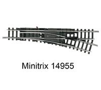 (N) Voie Minitrix T14955 Aiguillage, à droite 112.6 mm