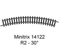 Märklin Voie Minitrix T14922 – Rail courbe 30° 228,2 mm – 10 pièces