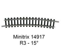 Trix Minitrix Rail courbe 14917 – Rayon 3, 15° – Échelle N – Neuf