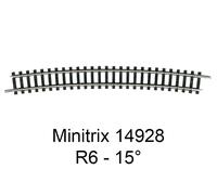 Trix Modellbahnen Rail courbe T14928 – N R6 15° 526,2 mm – 10 pièces