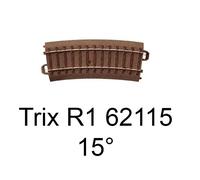 TRIX Rail courbe voie C rayon R1 15 degrés HO - Trix 62115