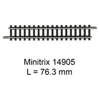 Trix Modellbahnen Rail droit T14905 Minitrix 76,3 mm Échelle N 10 pièces