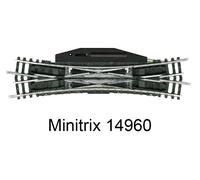 (N) Voie Minitrix T14960 Traversée-jonction double 129.8 mm