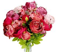 TRIXES 13PCS Bouquet de pivoines en Soie - Fleurs en Soie artificielles - Parfait pour décorer Votre Maison et Bien Plus Encore - Bouquet Artificiel