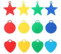 TRIXES 20 Poids pour Ballons en Hélium Formes et Couleurs Variées Étoiles Cœurs Visages Souriants pour Fêtes d'enfants