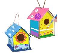 TRIXES 2pcs Maison à Oiseaux en Bois Kit Artisanat pour Enfants - Créez Votre Propre Nichoir pour Le Jardin Activité de Pâques pour Les Enfants et Les Adultes - Peignez Vos Propres Kits d'artisanat