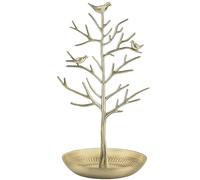 TRIXES Arbre à bijoux effet or brossé - présentoir | Organisation suspendue, motif oiseau vintage - rangement vertical, idéal en décoration ou comme cadeau