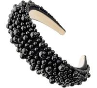TRIXES Bandeau perlé noir - Accessoire de mode pour femmes - Perle perlée