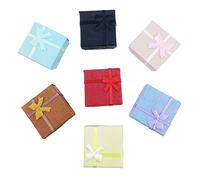 TRIXES Boîte à bagues, 5 élégantes boîtes à bijoux carrées, boîte-cadeau de proposition de bague de fiançailles, vitrine avec intérieur en mousse et nœud en ruban, accessoires pour bijoux