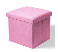 TRIXES Boîte de Rangement Ottoman Rose avec Couvercle, boîte de Rangement Plate, Coffre à Jouets, Repose-Pieds Pouf avec Rangement, boîte à mémoire, Rangement de Gadgets…