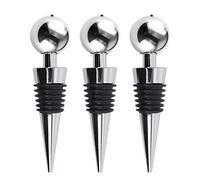 TRIXES Bouchons vin & champagne - Lot de 3 - Chromés | Bouchons avec joint en caoutchouc - Fermeture hermétique pour vin et champagne
