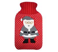 TRIXES Cache-Bouillotte tricotée - Isolant tricoté Rouge & Grise de Noel- Hiver- Couvercle pour cadeaux de Noel seulement- Bouillotte non-incluse