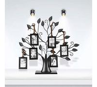 TRIXES Cadre photo en forme d'arbre familial - Cadre photo multi avec 6 cadres à suspendre détachables - Autoportant, excellent cadeau d'anniversaire familial - Noir