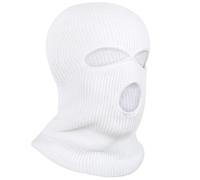 TRIXES Cagoule pour homme - Cagoule 3 trous - Masque thermique - Masque d'hiver - Cache-cou - Masque de ski - Cagoule - Masque de balle - Accessoires de vélo - Taille unique, blanc, 2