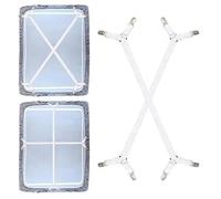 TRIXES Clips de draps d'angle Blancs x2 - Attaches de Sangle de Style Porte-Jarretelles - Sangle élastique réglable et Clip en métal