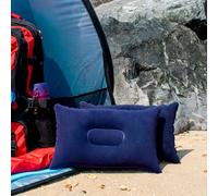 TRIXES Coussin d'oreiller de Voyage Gonflable Doux Bleu Marine pour Camping - Oreiller Compact Gonflable pour Plage, Chaise Longue, Bain de Soleil, randonnée, Voyage