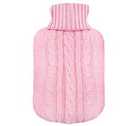 TRIXES Couverture tricotée pour bouteille d'eau chaude Isolant tricoté rose - Couverture uniquement (bouteille d'eau chaude non comprise)