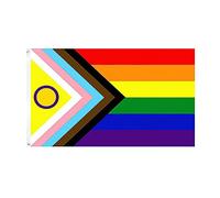 TRIXES Drapeau arc-en-ciel Progress Pride LGBTQIA2+ - Accessoires - Cadeaux LBGTQ, communauté intersexe, progrès intersexe, bisexuel, gay, lesbienne, transgenre