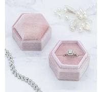 TRIXES Écrin à bague en velours rose - Boîte à bijoux élégante - Pour bague de fiançailles, demande en mariage, boîte cadeau - Présentoir avec intérieur en mousse