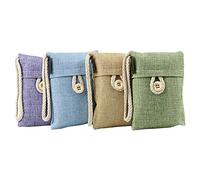 TRIXES Ensemble de 4 Pochettes Sacs Purificateurs Bambou Charbon Lin à Accrocher pour Penderie Rangement de Vêtements Emplacements Absorber Odeurs de Moisi pour Maison plus Fraîche