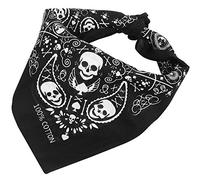 TRIXES Foulard de Tête Bandana Noir Double Face avec Crânes et Bordures à Damiers