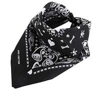 TRIXES Foulard de tête de carte à jouer bandana noir avec motif de crâne blanc double face - Adulte unisexe - Accessoires de costume d'Halloween
