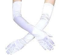 TRIXES Gants Blancs Style Soie Longueur Coude - Accessoire de Déguisement Rétro - Design Élégant