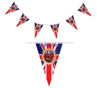 TRIXES Guirlande de fanions triangulaires Union Jack King Charles III de 6 m - Décorations de fête d'extérieur et d'intérieur - Bannière sur le thème du Royaume-Uni