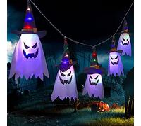 TRIXES Guirlande de fantômes 3M - 5 fantômes LED Halloween - Décoration d’Halloween intérieure/extérieure - Fonctionne à Piles