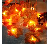 TRIXES Guirlande lumineuse d'automne en forme de feuille d'érable - Lumières LED d'Halloween - Lumières décoratives - Lumières d'automne